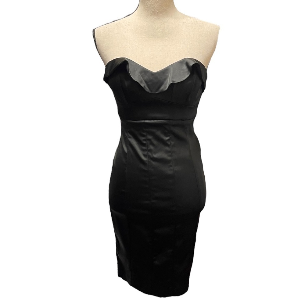Betsy Johnson Black Ruffle Top Strapless Bodycon Dress Women's 2